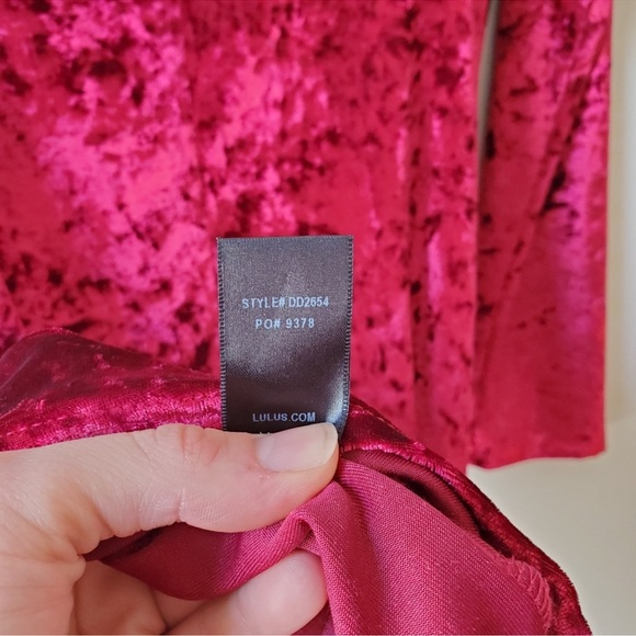 LULUS | Raspberry Red True Story Crushed Velvet Bodycon Dress | XL - Picture 5 of 7